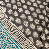 Black Paisley Block Printed Natural Dye Saree
