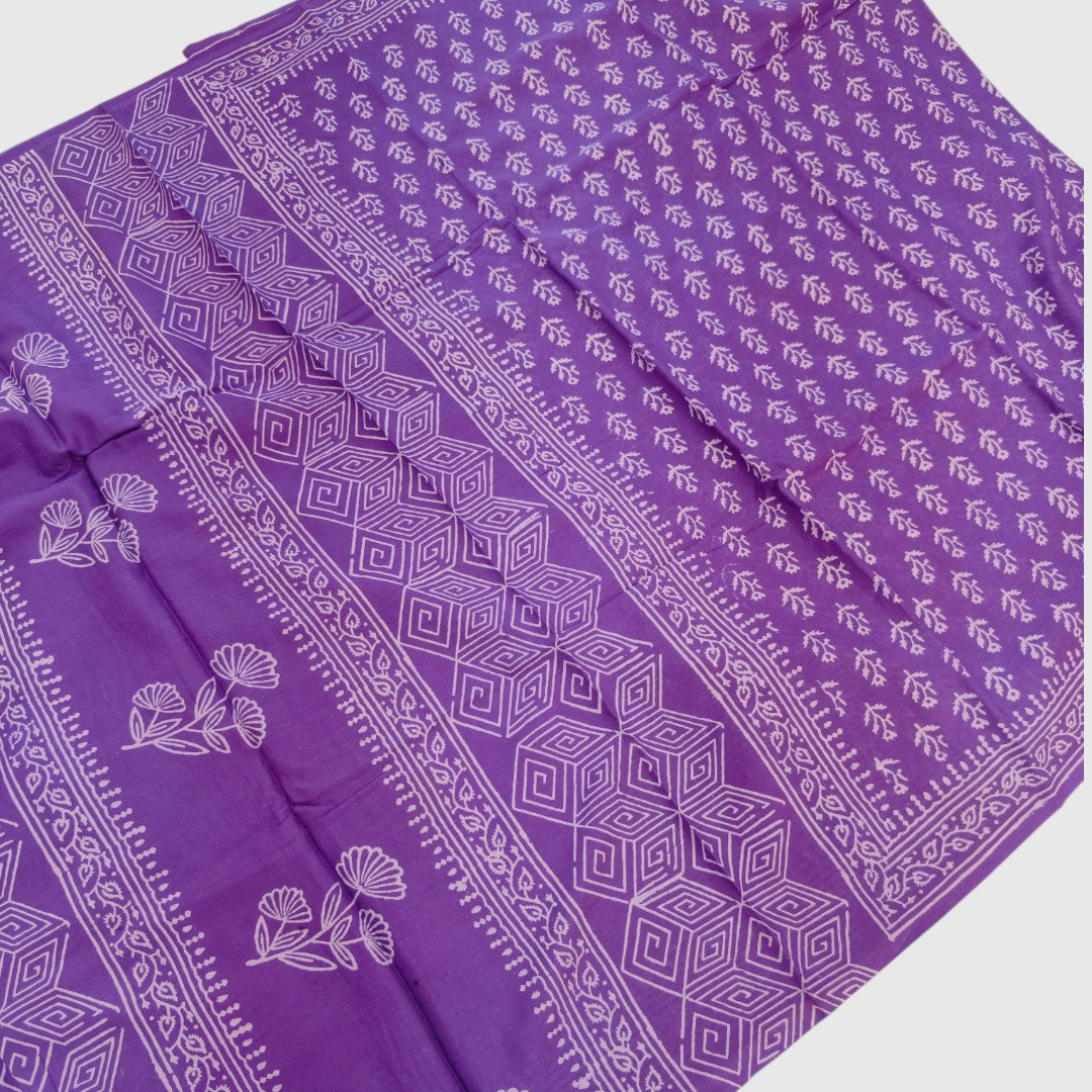 Purple Butti Mul Cotton Saree