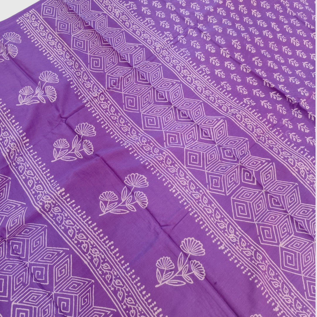 Purple Butti Mul Cotton Saree