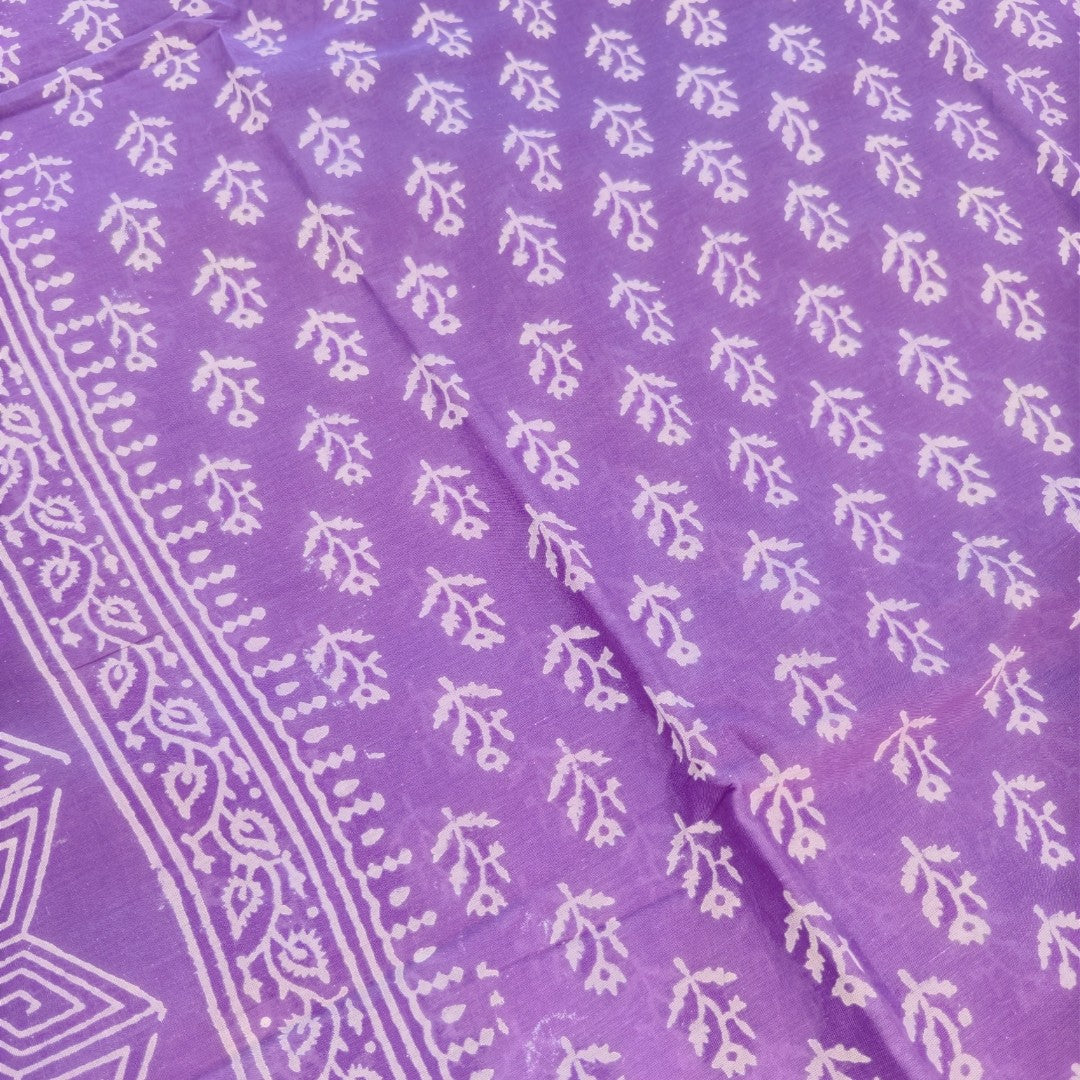 Purple Butti Mul Cotton Saree