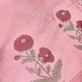 Pink floral  Hand Block Mul cotton Saree