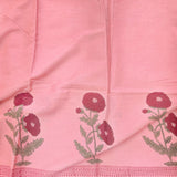 Pink floral  Hand Block Mul cotton Saree