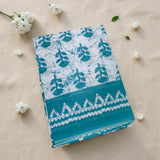 Aqua Floral Mul Cotton Saree