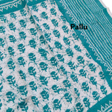 Aqua Floral Mul Cotton Saree