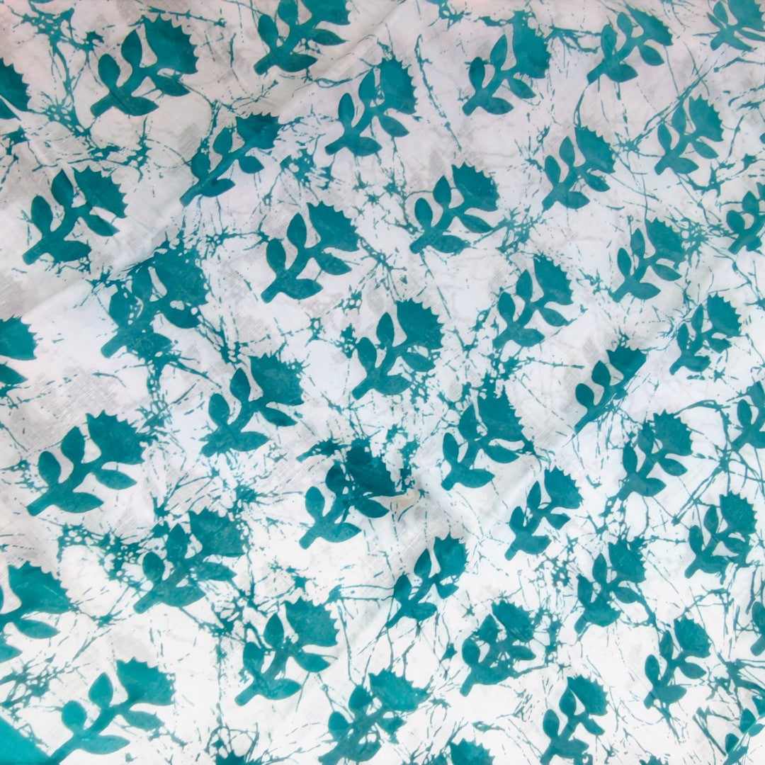 Aqua Floral Mul Cotton Saree