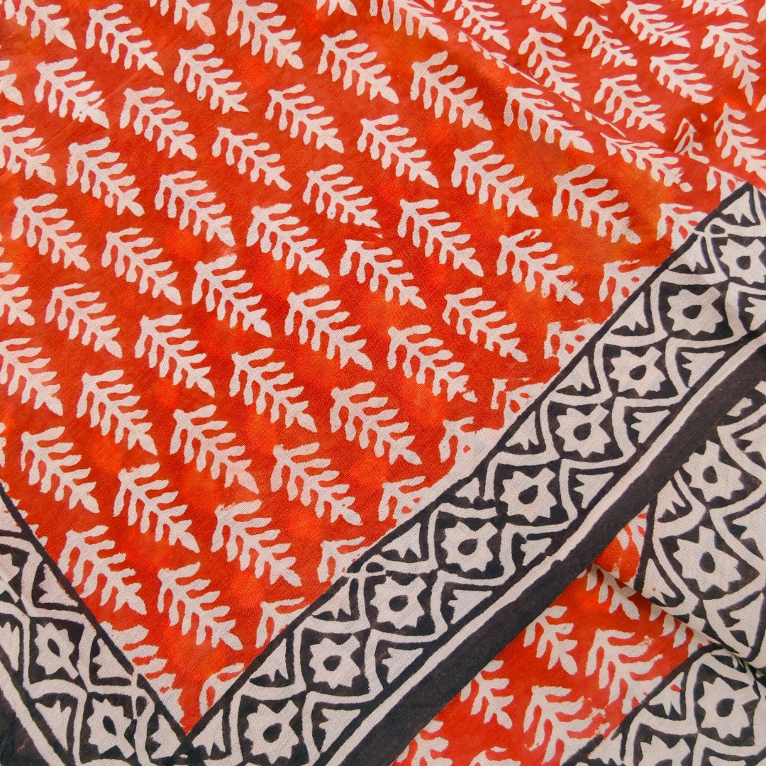 Red, Black & Ivory Floral Mul Cotton