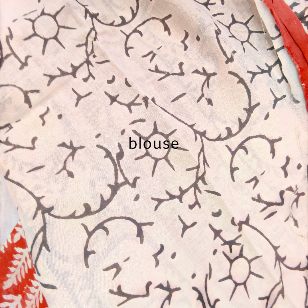 Red, Black & Ivory Floral Mul Cotton