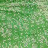 Green Folk Handblock Mul Cotton Saree