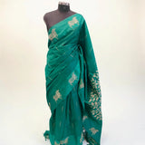 Peacock Teal Nandi Art Silk Saree