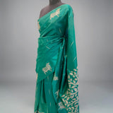 Peacock Teal Nandi Art Silk Saree