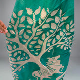Peacock Teal Nandi Art Silk Saree