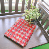 Quirky Girls – Brick Red Kota Doria with Hand Block Prints