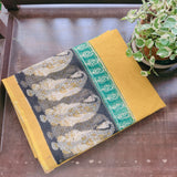 Mustard Paisley  Kota Doria with Hand Block Prints