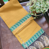 Mustard Paisley  Kota Doria with Hand Block Prints