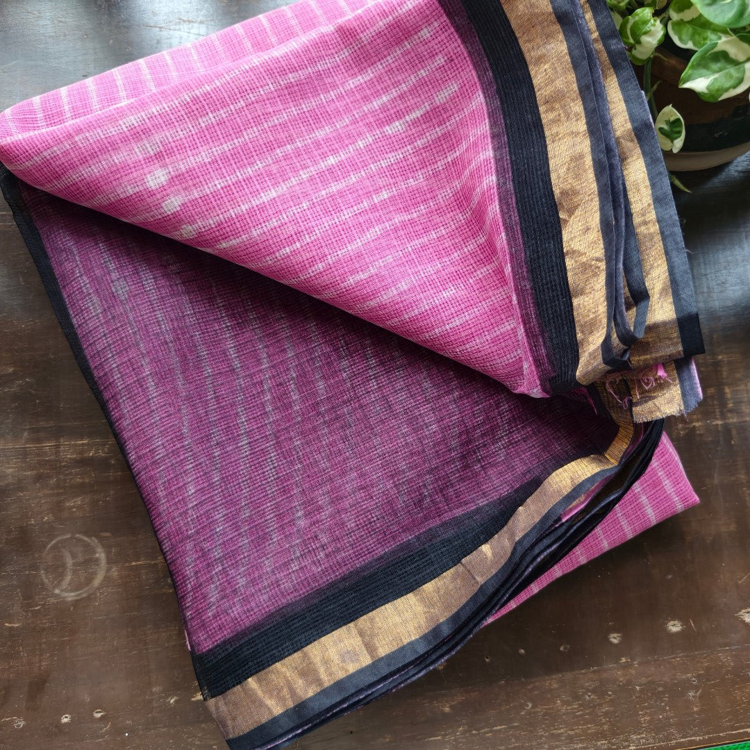 Berry Stripes – Kota Doria with Fine Linear Patterns