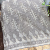 Silver Taupe Tales – Kota Doria with Traditional Block Prints