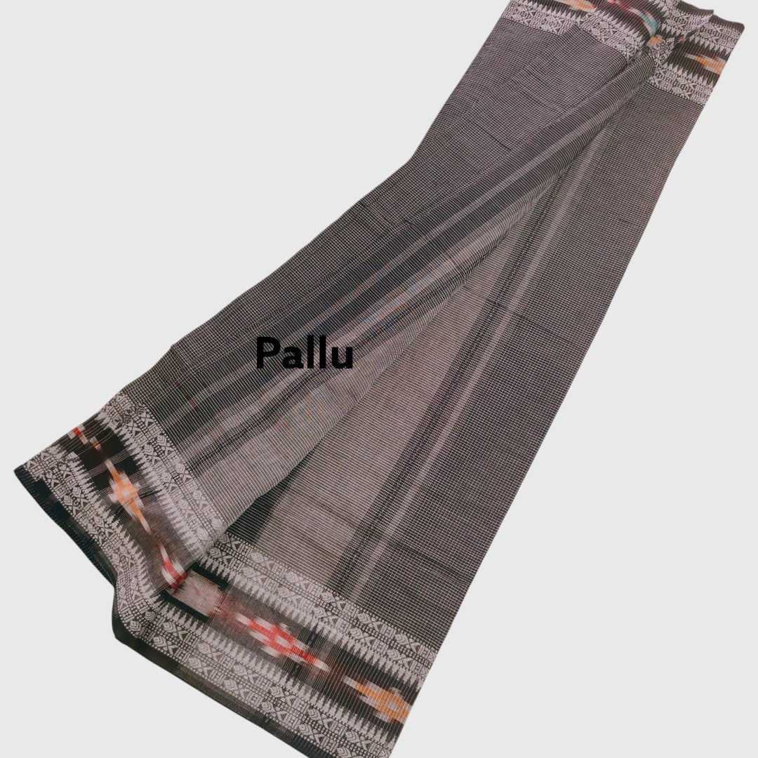 black Noir Ikat Weave Handloom Saree