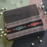 black Noir Ikat Weave Handloom Saree