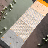 Ivory Stripes & Mustard Charm – Pure Handloom Saree