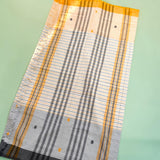 Ivory Stripes & Mustard Charm – Pure Handloom Saree