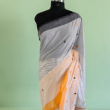Ivory Stripes & Mustard Charm – Pure Handloom Saree