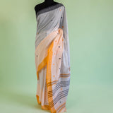 Ivory Stripes & Mustard Charm – Pure Handloom Saree