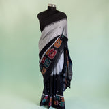 Midnight Charcoal – Ikkat Motif Pure Handloom Saree