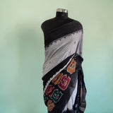 Midnight Charcoal – Ikkat Motif Pure Handloom Saree
