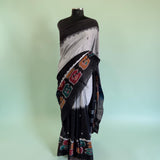 Midnight Charcoal – Ikkat Motif Pure Handloom Saree