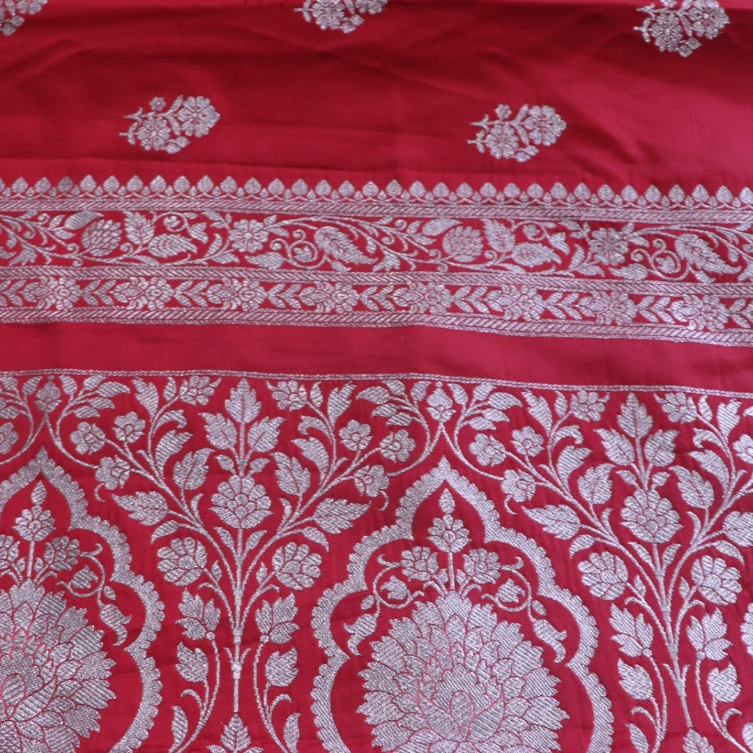 Red Banarasi Mashru Katan Silk Saree