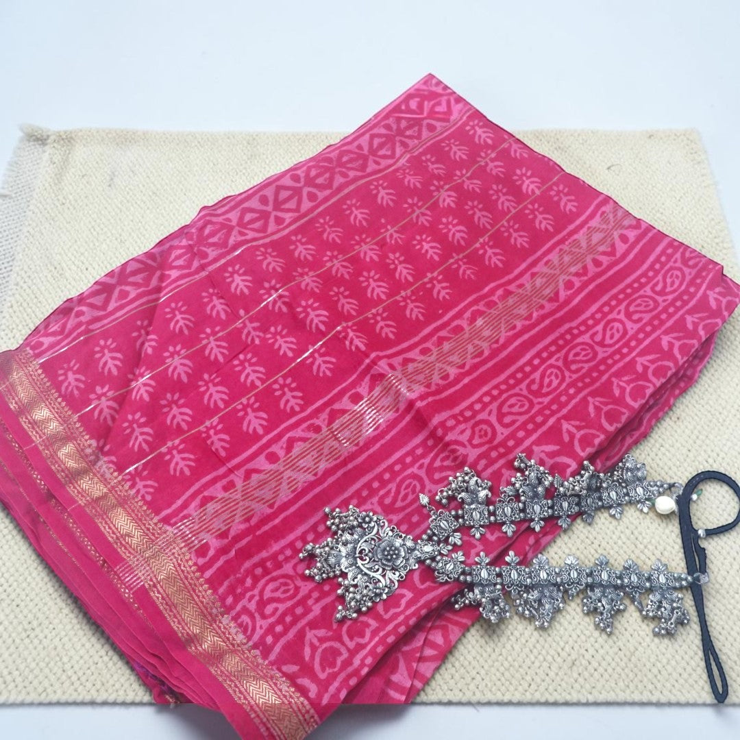Rani Pink Traditional Maheshwari