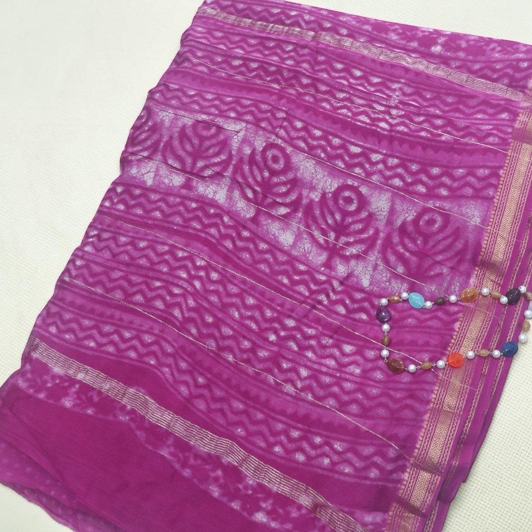 Orchid Pink Polka Maheshwari