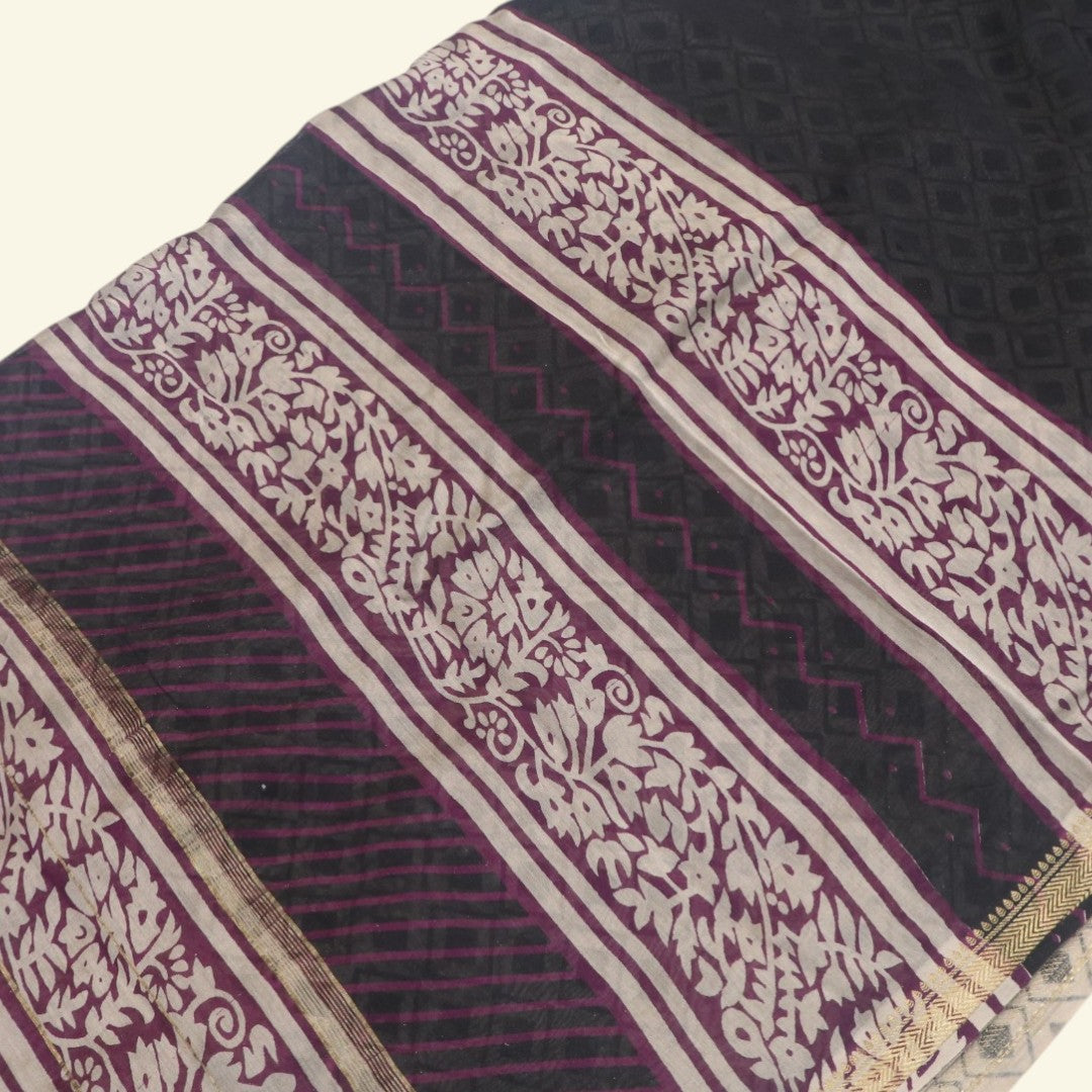 Black Dual Design Bagru Maheshwari