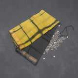 Lemon Yellow and Midnight Blue Shibori Maheshwari