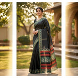Black Minimalistic Bagru Maheshwari