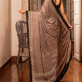 Midnight Mocha Ajrakh Mirror Saree