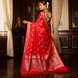 Red Banarasi Mashru Katan Silk Saree