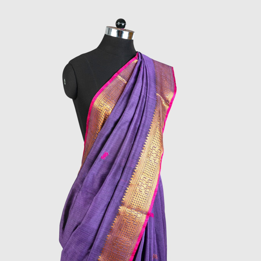 Violet Mercerized Cotton Saree
