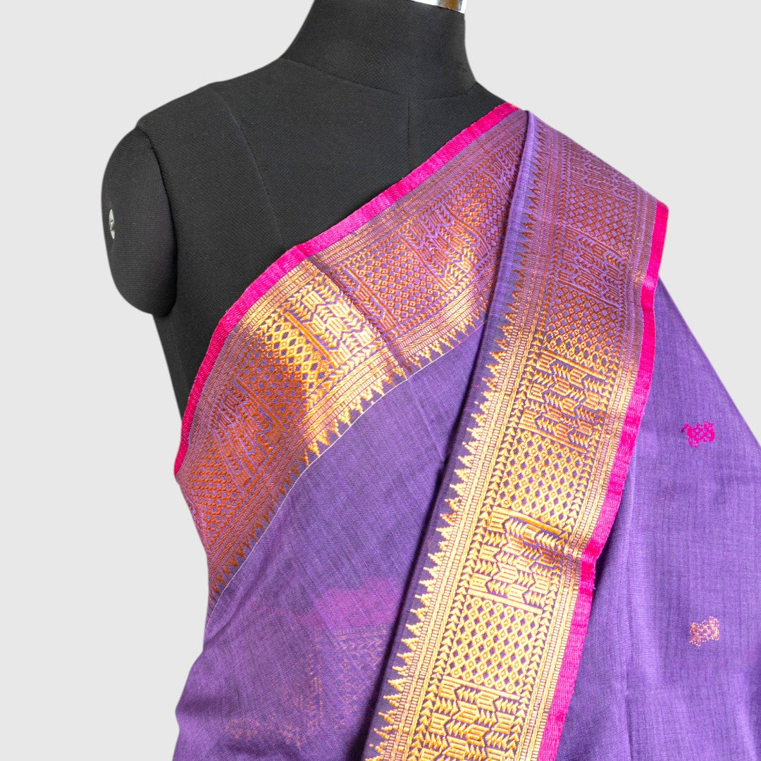 Violet Mercerized Cotton Saree