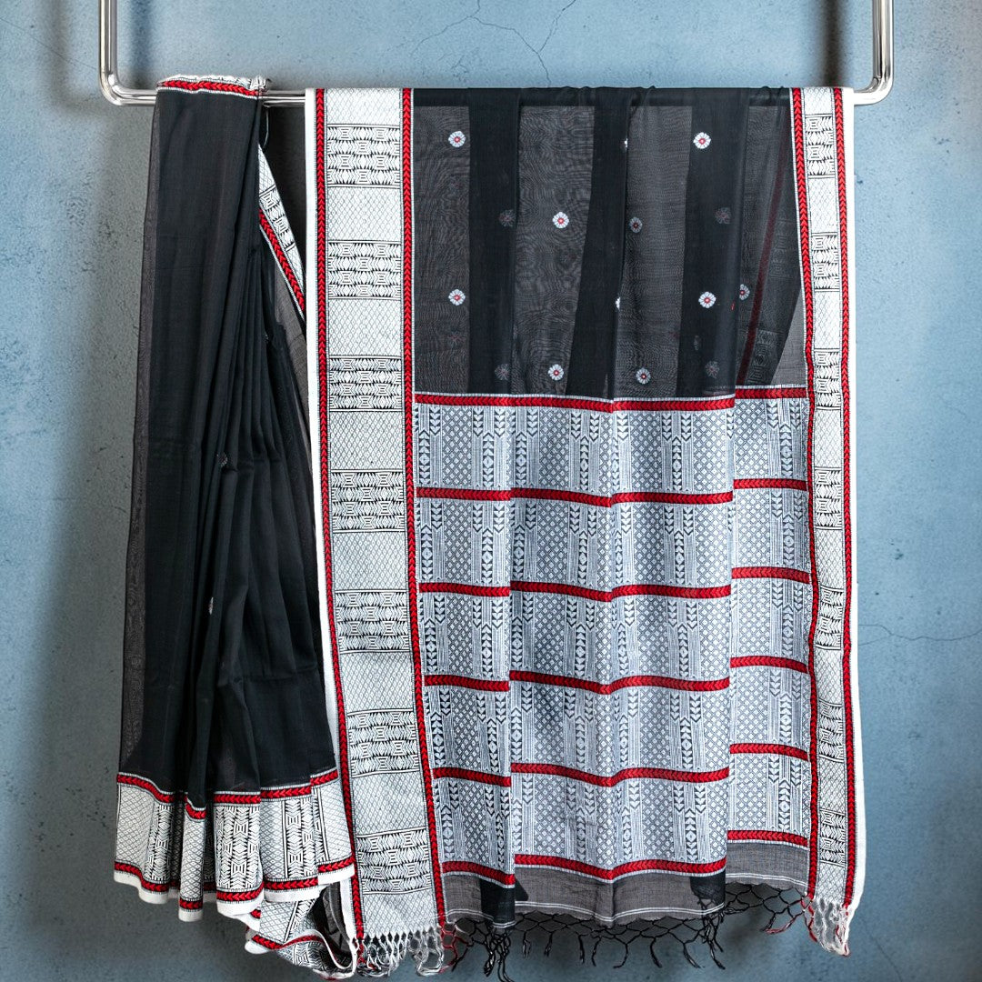 Handloom Cotton Saree with Sambalpuri-Inspired Woven Pallu