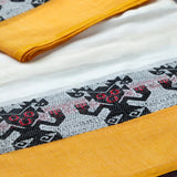 Bhooter Raja Motif in White Saree