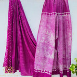 Pink Stripes Mul Cotton Saree with Jaipur Hand Block Prints