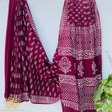 Floral Mul Cotton Saree with Jaipur Hand Block Prints