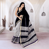 Black Dual Design Bagru Maheshwari