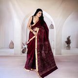 Maroon Ajrakh Bagru Maheshwari