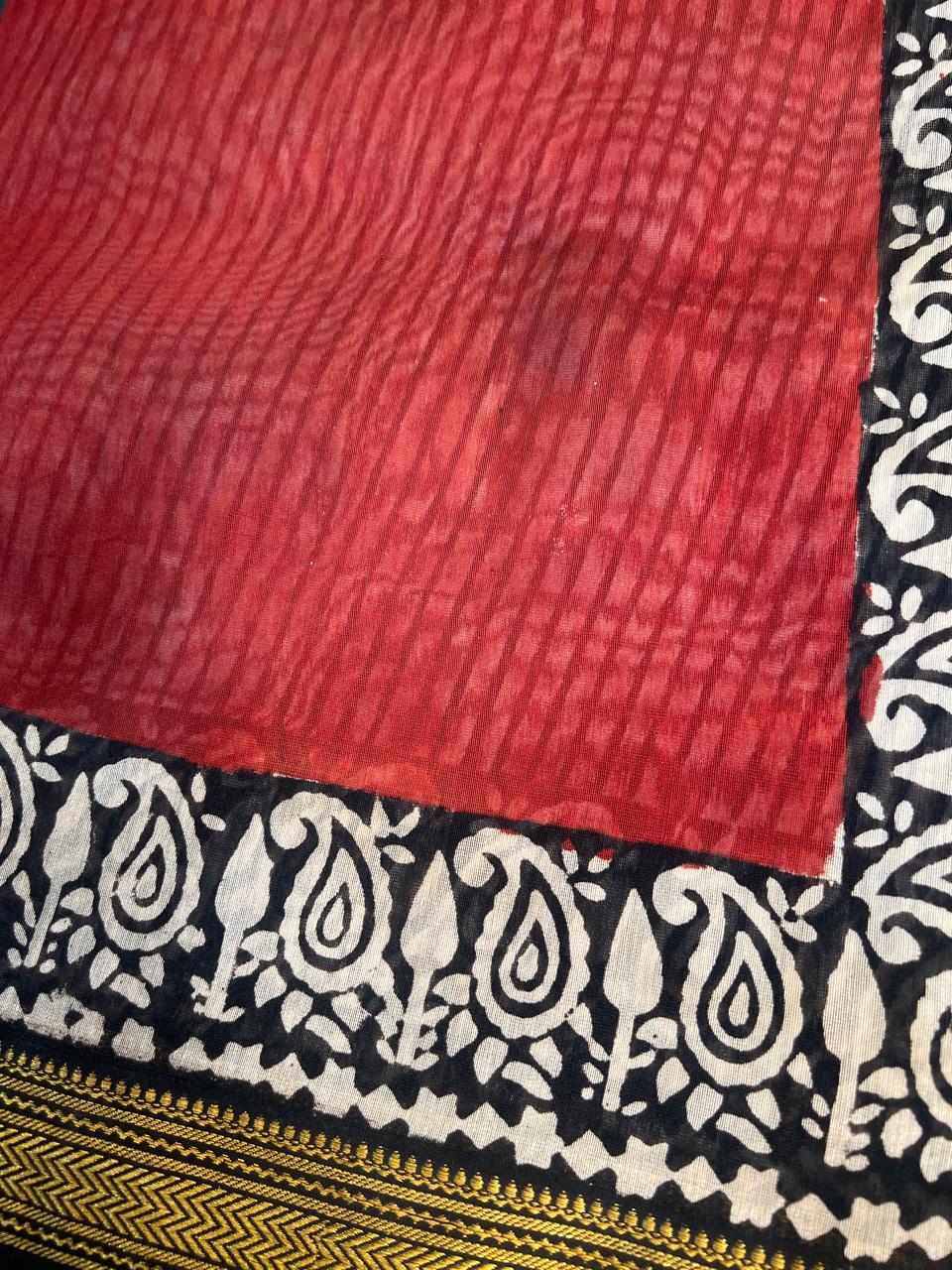 Heritage Hues Maheshwari Silk Block Print Saree