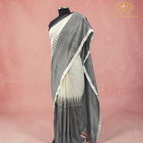 Ivory & Ash Grey Handloom Cotton Saree