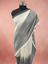 Ivory & Ash Grey Handloom Cotton Saree
