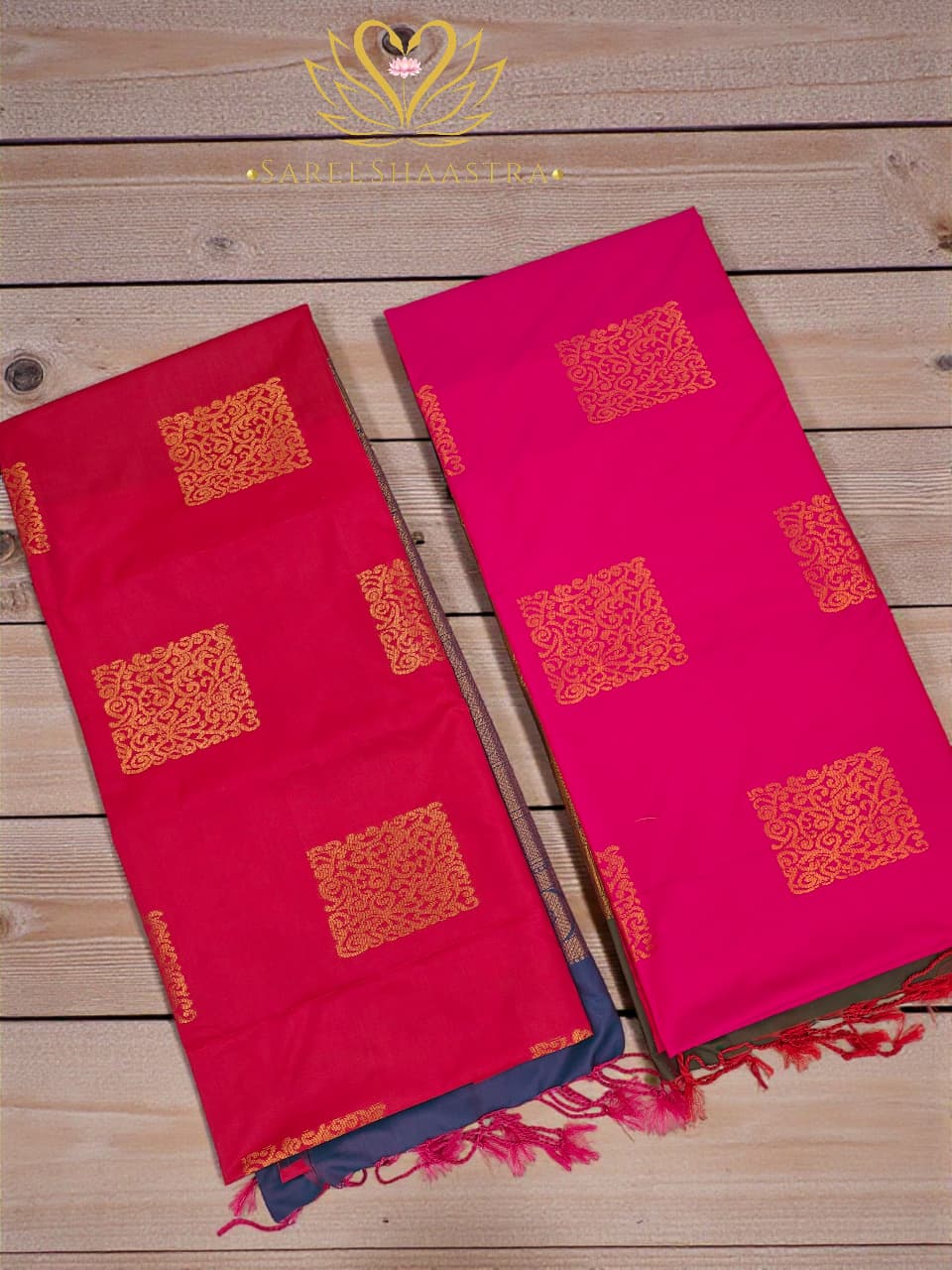 Zari Square Brocade Motif Semi Silk Saree
