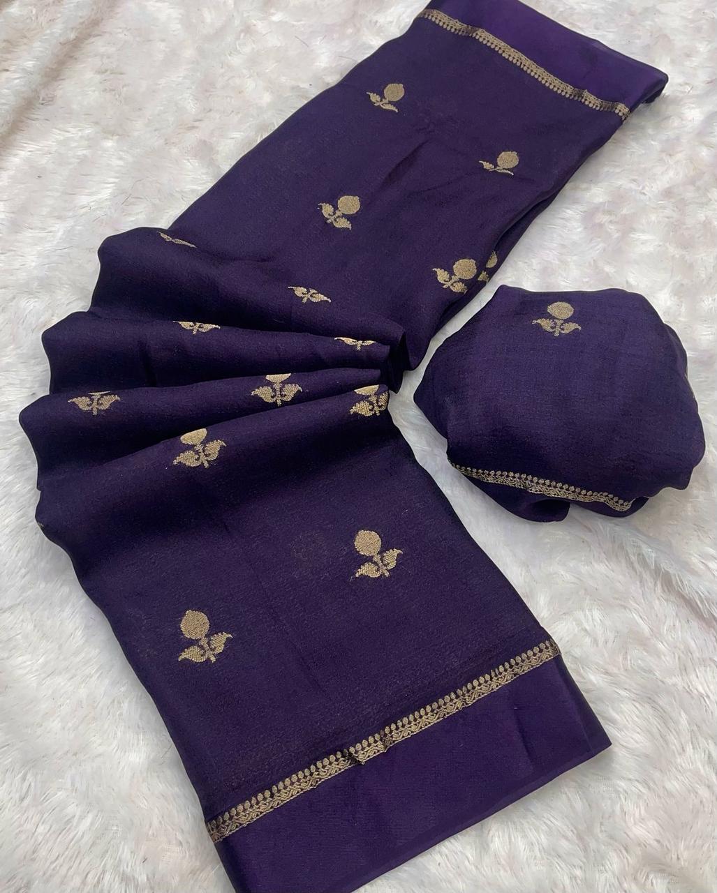 Viscose Khadi Small Zari Butti Saree